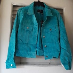 Turquoise Blue Suede Jacket by Express